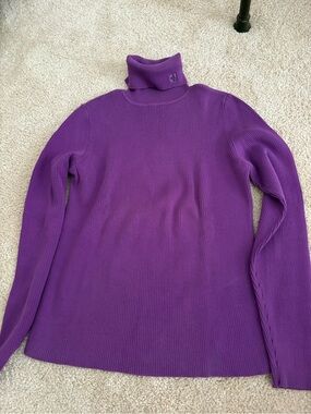 Ralph Lauren purple ribbed turtleneck Size Medium 100% Cotton